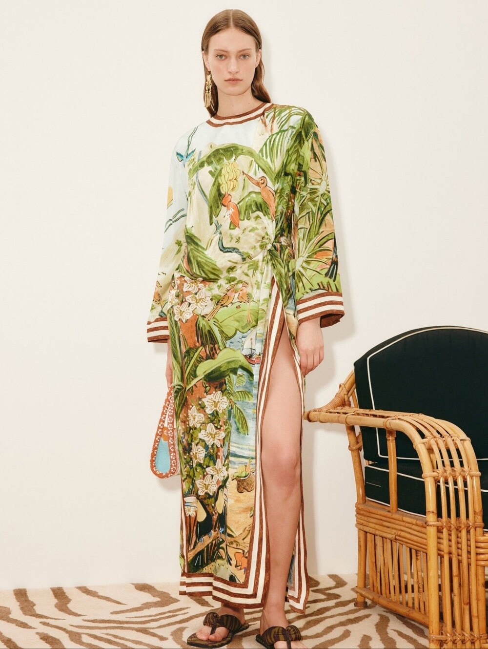 New Alemais Toucan Tango 100% Silk Midi Dress size 8US/12AUS